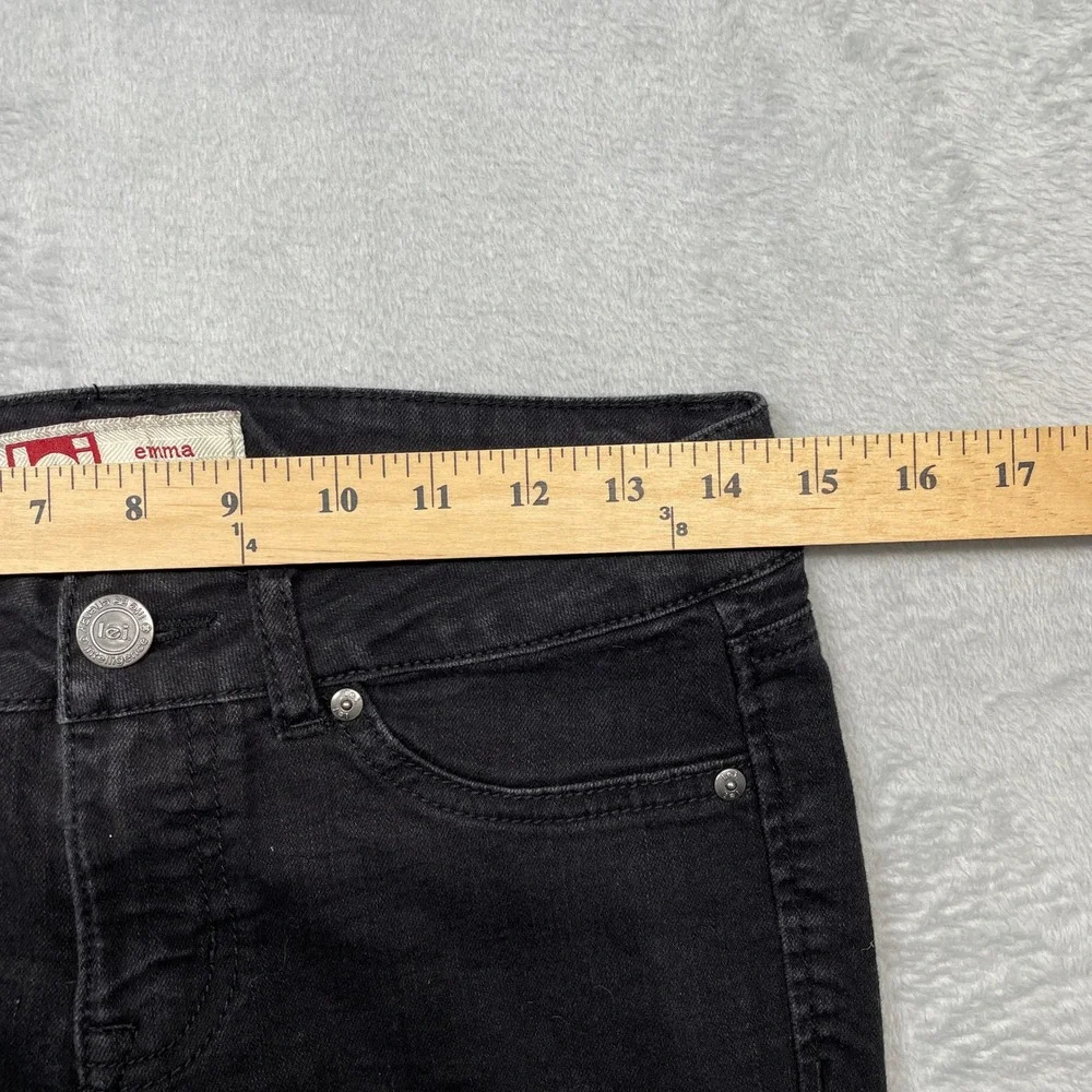 L.E.I. Emma Moto Jeggings Women Size 9 Black Ribbed Knee Slim Fit Stretch Pants